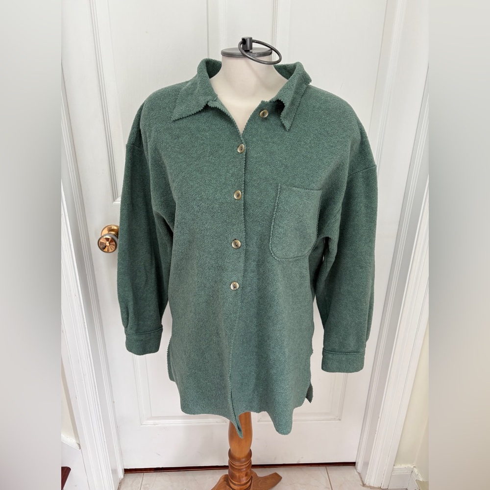 Moda International Forest Green Button-Down Shirt/shacket/jacket